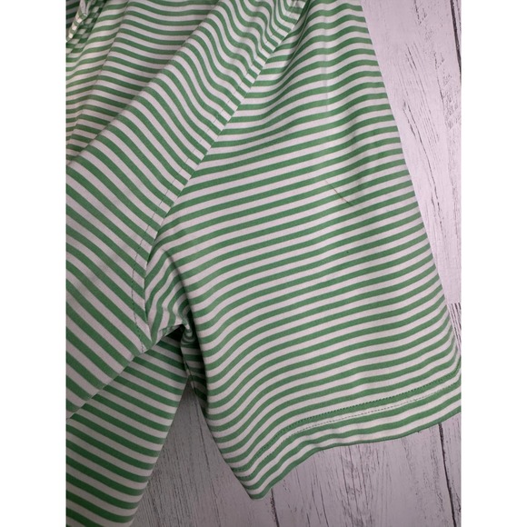 Peter Millar Summer Comfort Mens Medium Green White Striped Golf Polo Shirt M - Picture 7 of 7